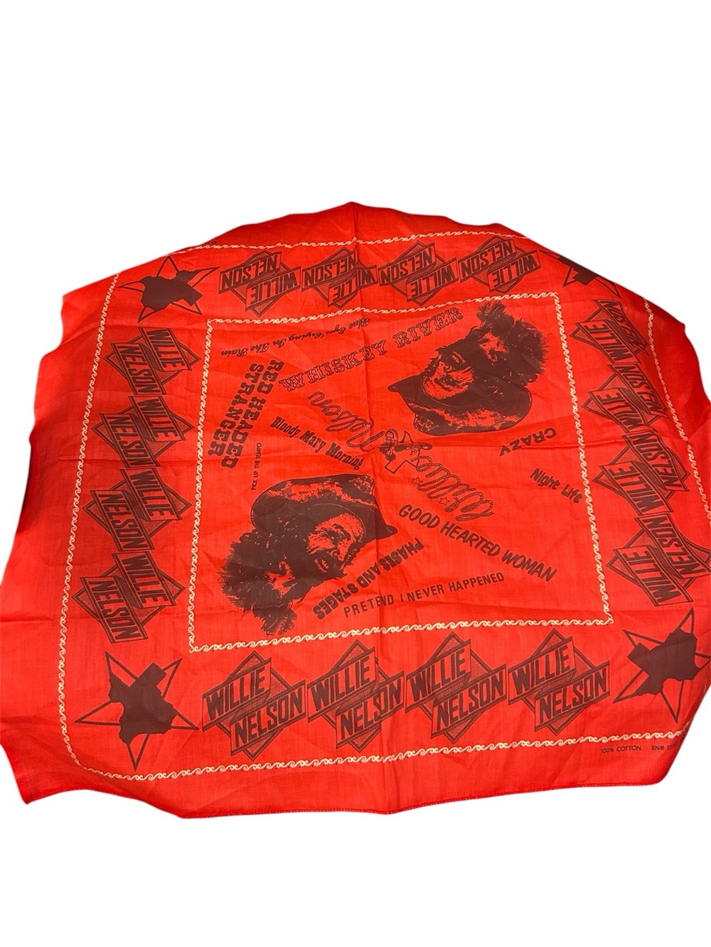 VTG 1977 OFFICIAL Willie Nelson Red Concert Bandana